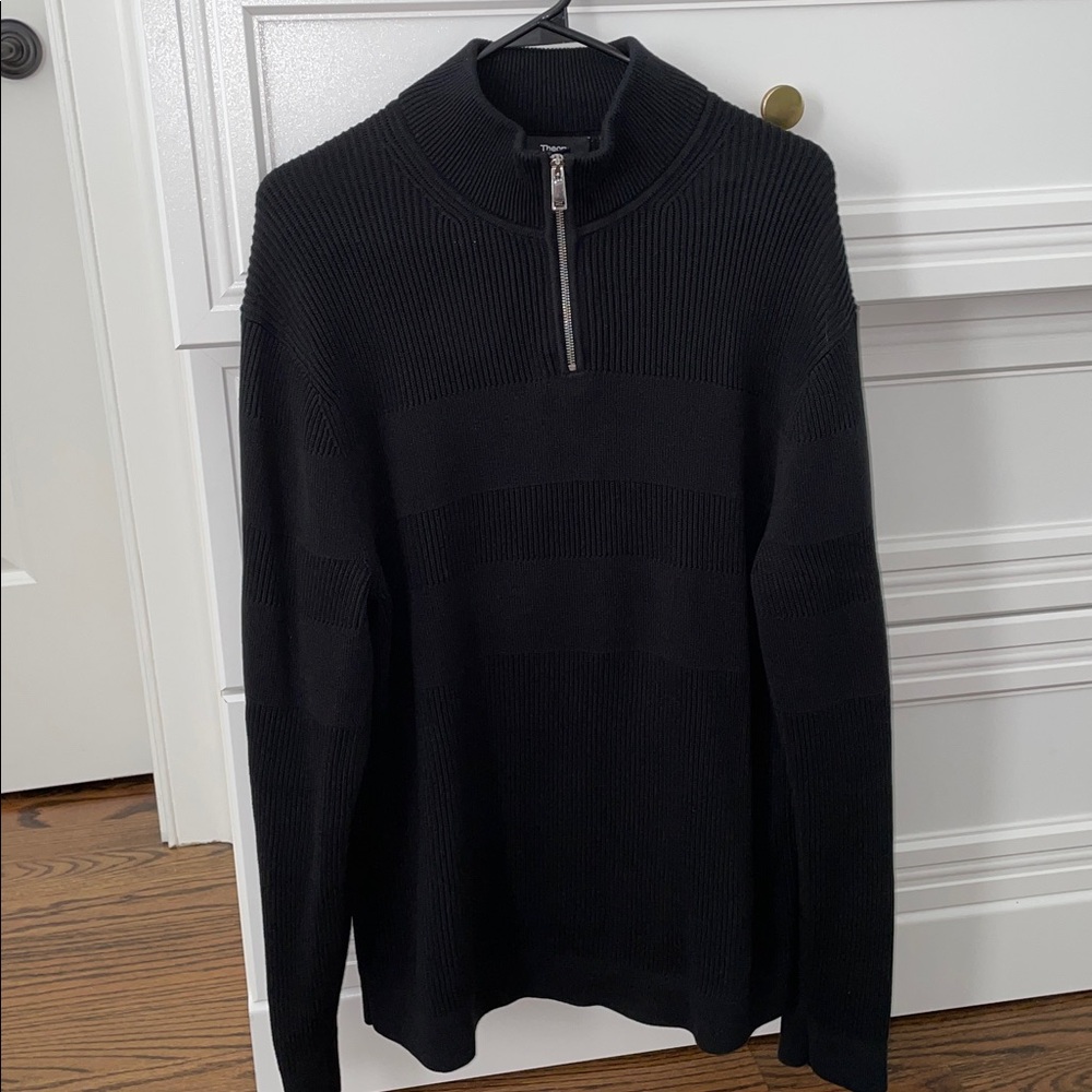 Theory Men's Black Zip-Up Sweater